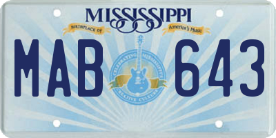 MS license plate MAB643