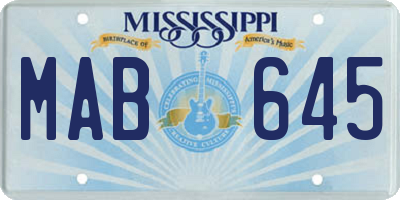 MS license plate MAB645