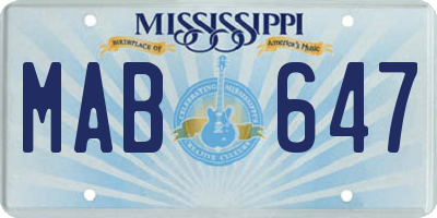 MS license plate MAB647