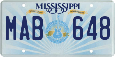 MS license plate MAB648