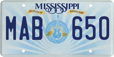 MS license plate MAB650