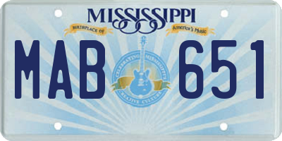 MS license plate MAB651