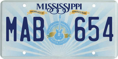 MS license plate MAB654