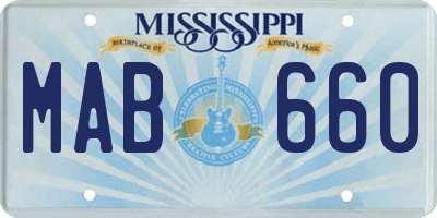 MS license plate MAB660
