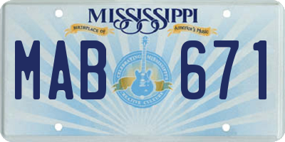MS license plate MAB671