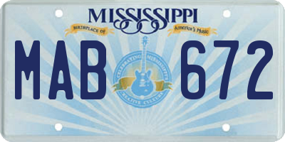 MS license plate MAB672
