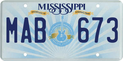 MS license plate MAB673