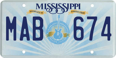 MS license plate MAB674