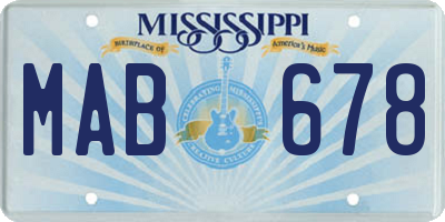 MS license plate MAB678