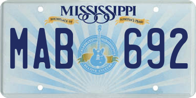 MS license plate MAB692