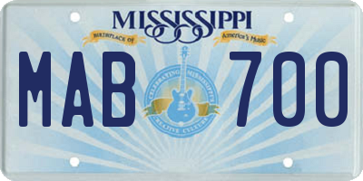 MS license plate MAB700