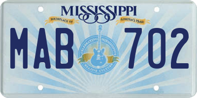 MS license plate MAB702