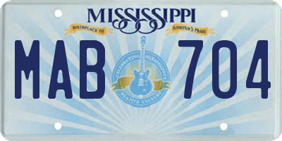 MS license plate MAB704