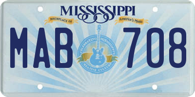 MS license plate MAB708