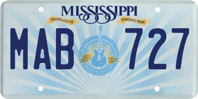 MS license plate MAB727