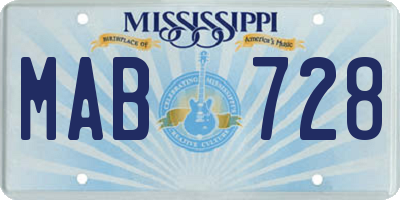 MS license plate MAB728