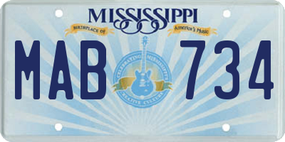MS license plate MAB734