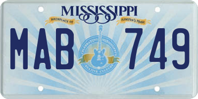 MS license plate MAB749