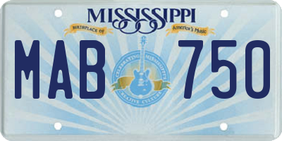 MS license plate MAB750