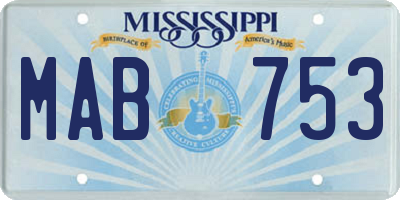 MS license plate MAB753