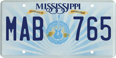 MS license plate MAB765
