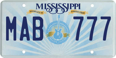 MS license plate MAB777