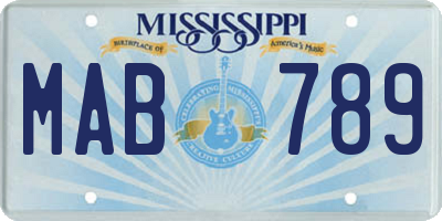 MS license plate MAB789