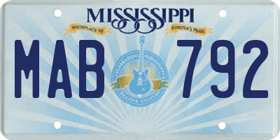 MS license plate MAB792
