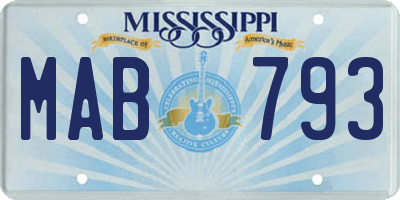 MS license plate MAB793