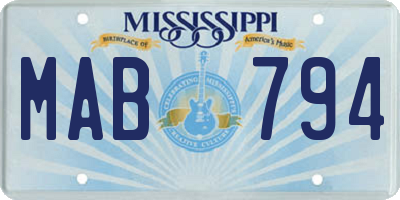 MS license plate MAB794