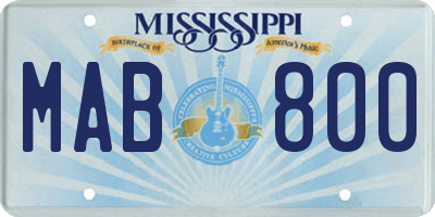 MS license plate MAB800