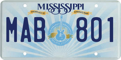 MS license plate MAB801