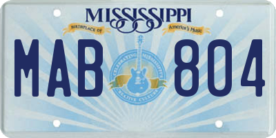 MS license plate MAB804