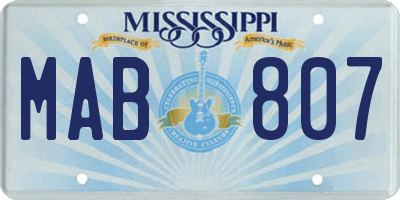 MS license plate MAB807