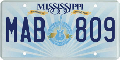 MS license plate MAB809