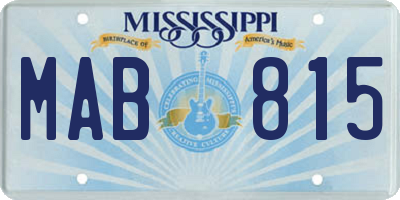 MS license plate MAB815