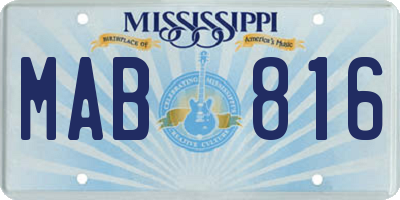 MS license plate MAB816