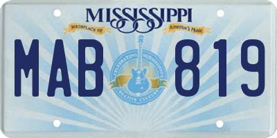 MS license plate MAB819