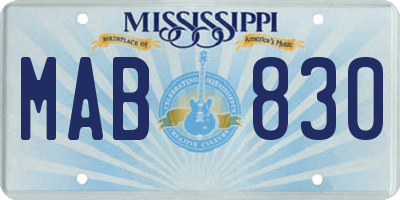 MS license plate MAB830