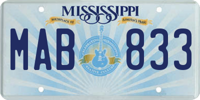 MS license plate MAB833