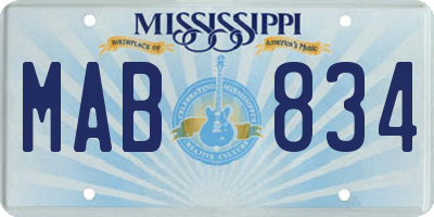 MS license plate MAB834