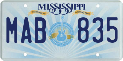 MS license plate MAB835