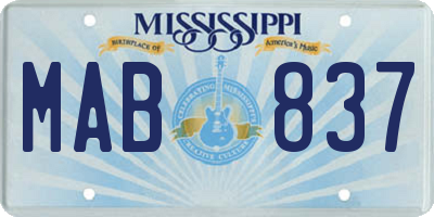 MS license plate MAB837