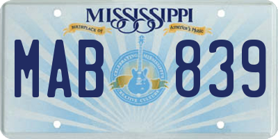 MS license plate MAB839