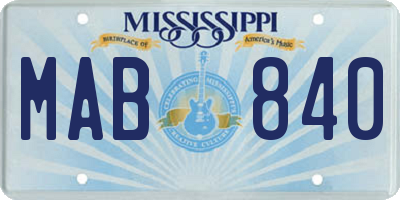 MS license plate MAB840