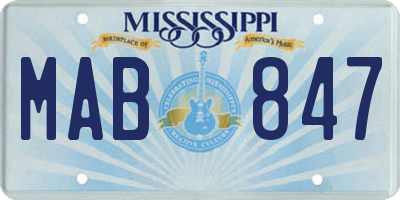 MS license plate MAB847
