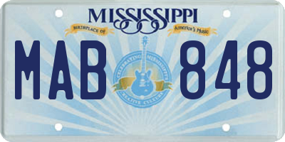 MS license plate MAB848