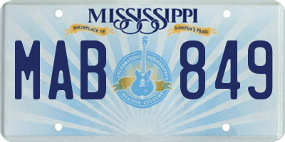 MS license plate MAB849
