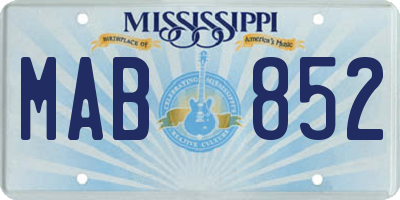 MS license plate MAB852