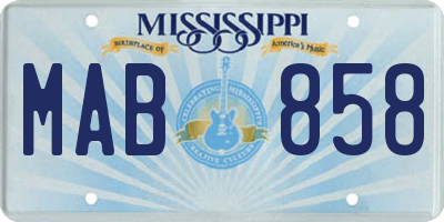 MS license plate MAB858
